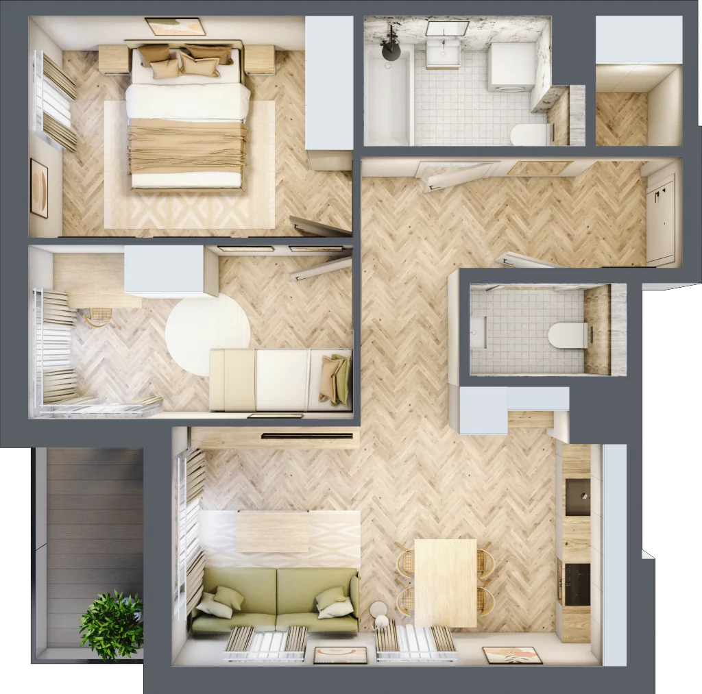 3 pokoje, mieszkanie 54,22 m², piętro 1, oferta nr B-11, Podgórki Tynieckie, Kraków, Dębniki, Sidzina, ul. Podgórki Tynieckie