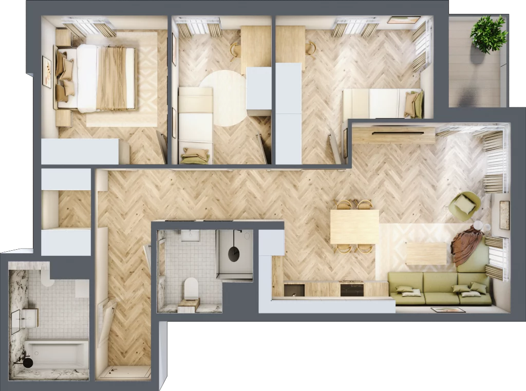 4 pokoje, mieszkanie 73,50 m², piętro 2, oferta nr B-25, Podgórki Tynieckie, Kraków, Dębniki, Sidzina, ul. Podgórki Tynieckie