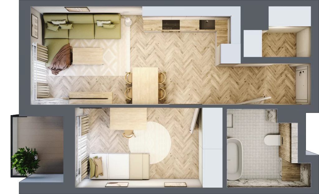 2 pokoje, mieszkanie 40,36 m², parter, oferta nr B-5, Podgórki Tynieckie, Kraków, Dębniki, Sidzina, ul. Podgórki Tynieckie