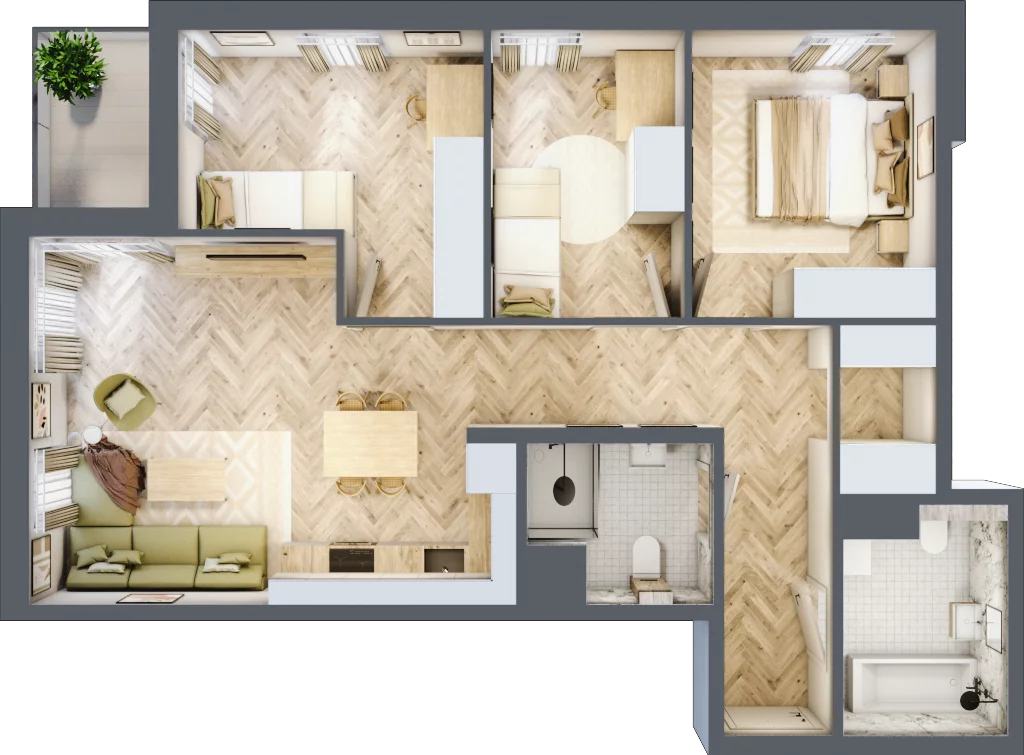 4 pokoje, mieszkanie 73,78 m², parter, oferta nr B-3, Podgórki Tynieckie, Kraków, Dębniki, Sidzina, ul. Podgórki Tynieckie