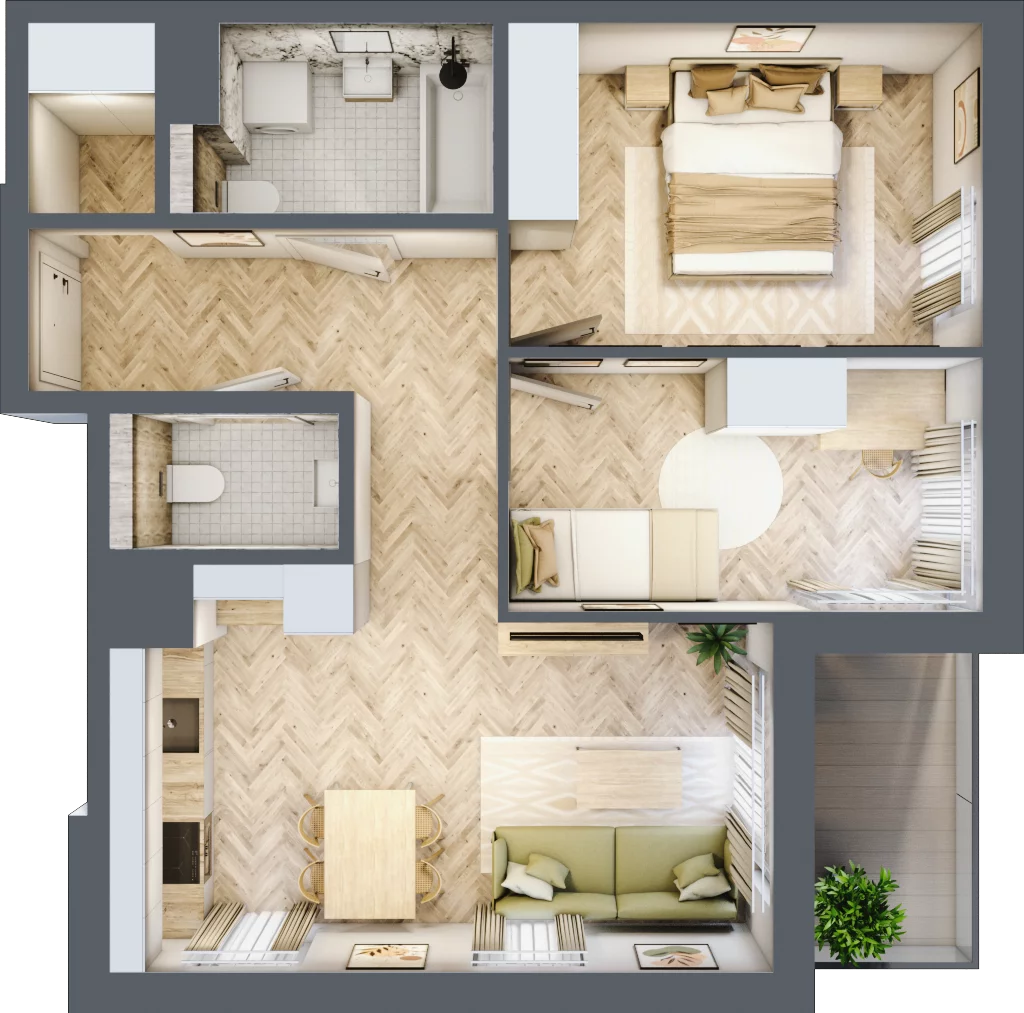 3 pokoje, mieszkanie 54,22 m², piętro 1, oferta nr B-17, Podgórki Tynieckie, Kraków, Dębniki, Sidzina, ul. Podgórki Tynieckie