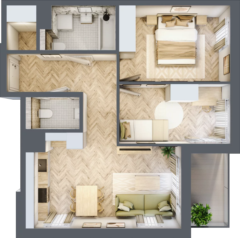 3 pokoje, mieszkanie 54,22 m², parter, oferta nr B-8, Podgórki Tynieckie, Kraków, Dębniki, Sidzina, ul. Podgórki Tynieckie
