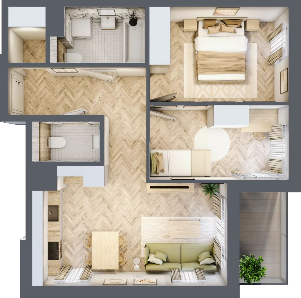 3 pokoje, mieszkanie 54,22 m², piętro 2, oferta nr B-26, Podgórki Tynieckie, Kraków, Dębniki, Sidzina, ul. Podgórki Tynieckie