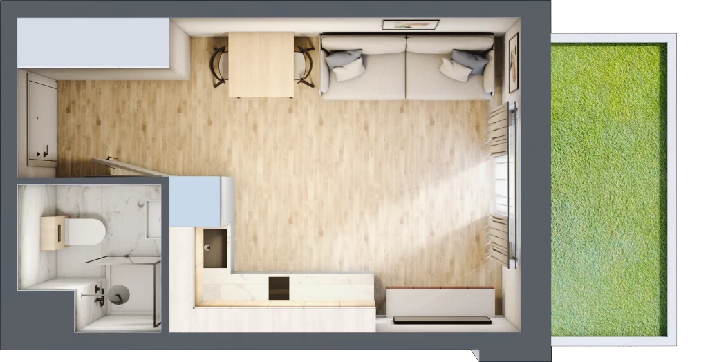 1 pokój, apartament inwestycyjny 22,25 m², parter, oferta nr A/1, Apartamenty Bałtyk - komfortowe lokale nad morzem, Jastrzębia Góra, ul. Jantarowa 3