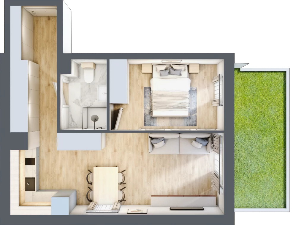 2 pokoje, apartament inwestycyjny 41,37 m², parter, oferta nr A/2, Apartamenty Bałtyk - komfortowe lokale nad morzem, Jastrzębia Góra, ul. Jantarowa 3