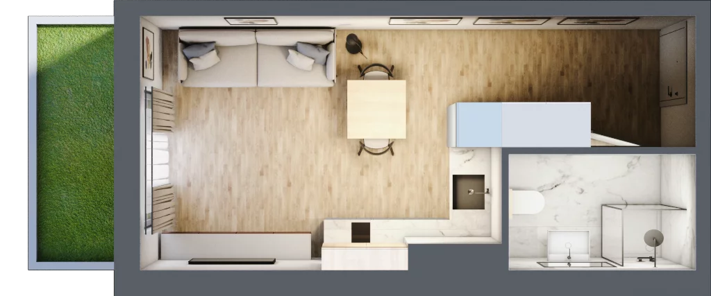 1 pokój, apartament inwestycyjny 24,97 m², parter, oferta nr A/3, Apartamenty Bałtyk - komfortowe lokale nad morzem, Jastrzębia Góra, ul. Jantarowa 3