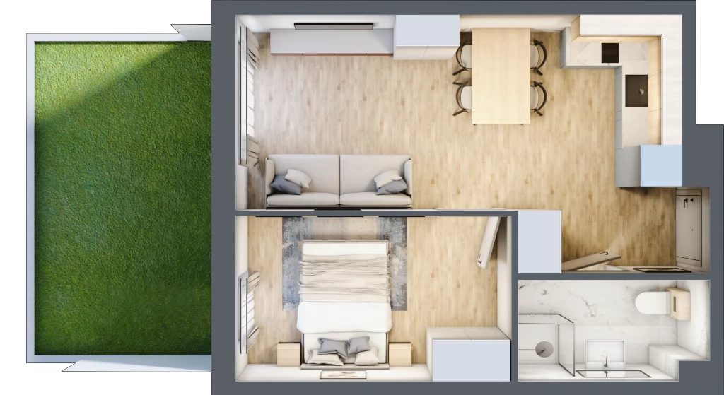 2 pokoje, apartament inwestycyjny 35,35 m², parter, oferta nr A/7, Apartamenty Bałtyk - komfortowe lokale nad morzem, Jastrzębia Góra, ul. Jantarowa 3