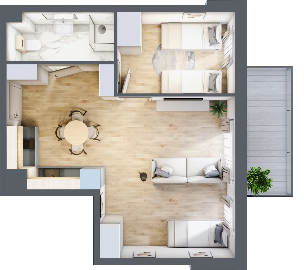 2 pokoje, apartament inwestycyjny 44,24 m², piętro 2, oferta nr A/222, Apartamenty Bałtyk - komfortowe lokale nad morzem, Jastrzębia Góra, ul. Jantarowa 3