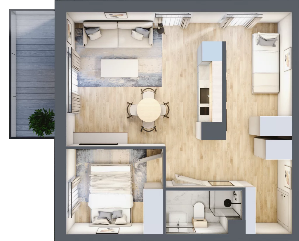 2 pokoje, apartament inwestycyjny 45,83 m², piętro 3, oferta nr A/314, Apartamenty Bałtyk - komfortowe lokale nad morzem, Jastrzębia Góra, ul. Jantarowa 3