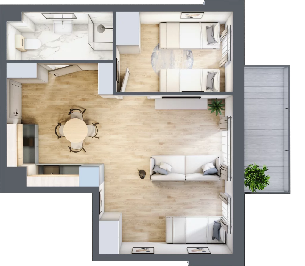 2 pokoje, apartament inwestycyjny 44,19 m², piętro 3, oferta nr A/322, Apartamenty Bałtyk - komfortowe lokale nad morzem, Jastrzębia Góra, ul. Jantarowa 3