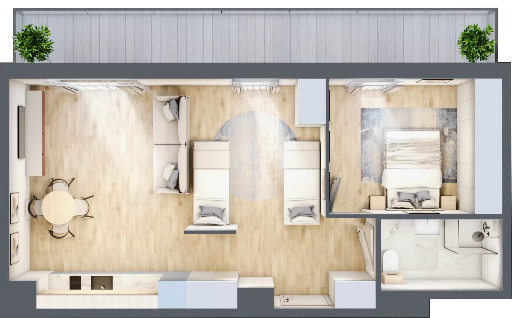 2 pokoje, apartament inwestycyjny 52,87 m², piętro 4, oferta nr A/404, Apartamenty Bałtyk - komfortowe lokale nad morzem, Jastrzębia Góra, ul. Jantarowa 3