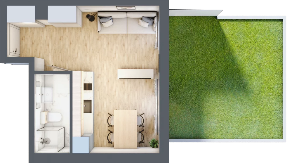 1 pokój, apartament inwestycyjny 25,76 m², parter, oferta nr B/2, Apartamenty Bałtyk - komfortowe lokale nad morzem, Jastrzębia Góra, ul. Jantarowa 3