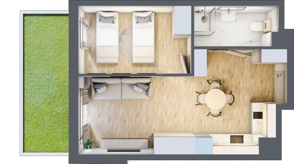 2 pokoje, apartament inwestycyjny 37,94 m², parter, oferta nr B/4, Apartamenty Bałtyk - komfortowe lokale nad morzem, Jastrzębia Góra, ul. Jantarowa 3