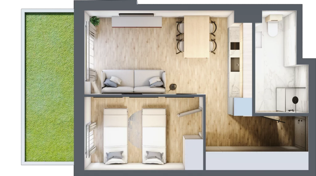 2 pokoje, apartament inwestycyjny 38,62 m², parter, oferta nr B/5, Apartamenty Bałtyk - komfortowe lokale nad morzem, Jastrzębia Góra, ul. Jantarowa 3