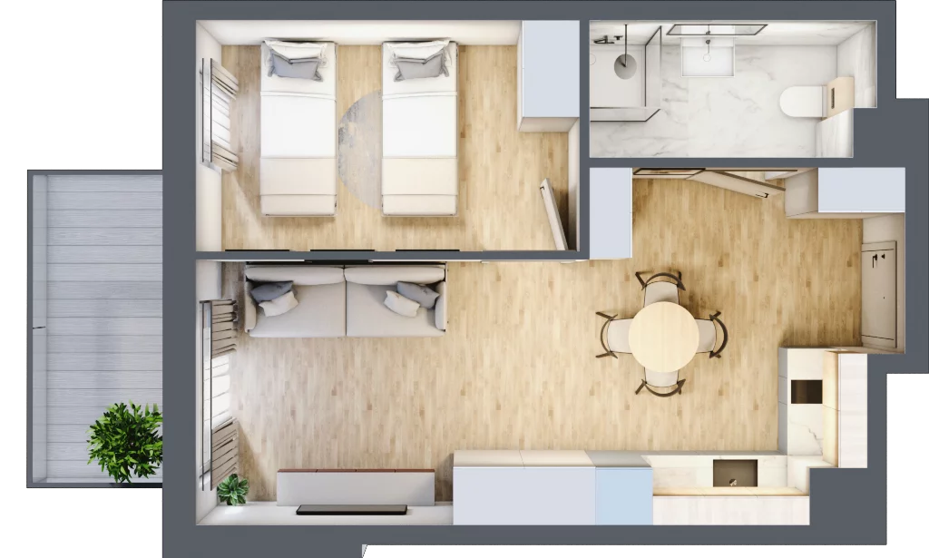 2 pokoje, apartament inwestycyjny 37,94 m², piętro 1, oferta nr B/104, Apartamenty Bałtyk - komfortowe lokale nad morzem, Jastrzębia Góra, ul. Jantarowa 3