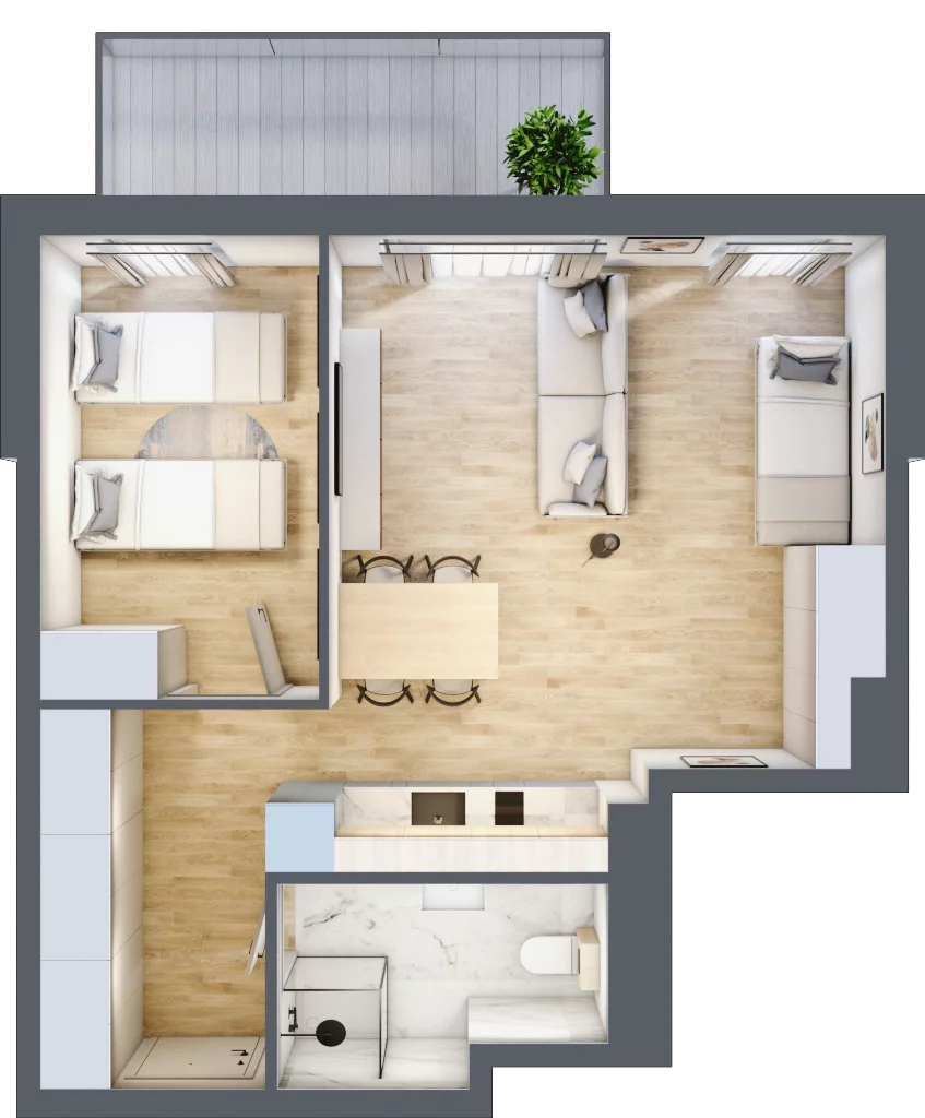 2 pokoje, apartament inwestycyjny 47,70 m², piętro 1, oferta nr B/108, Apartamenty Bałtyk - komfortowe lokale nad morzem, Jastrzębia Góra, ul. Jantarowa 3