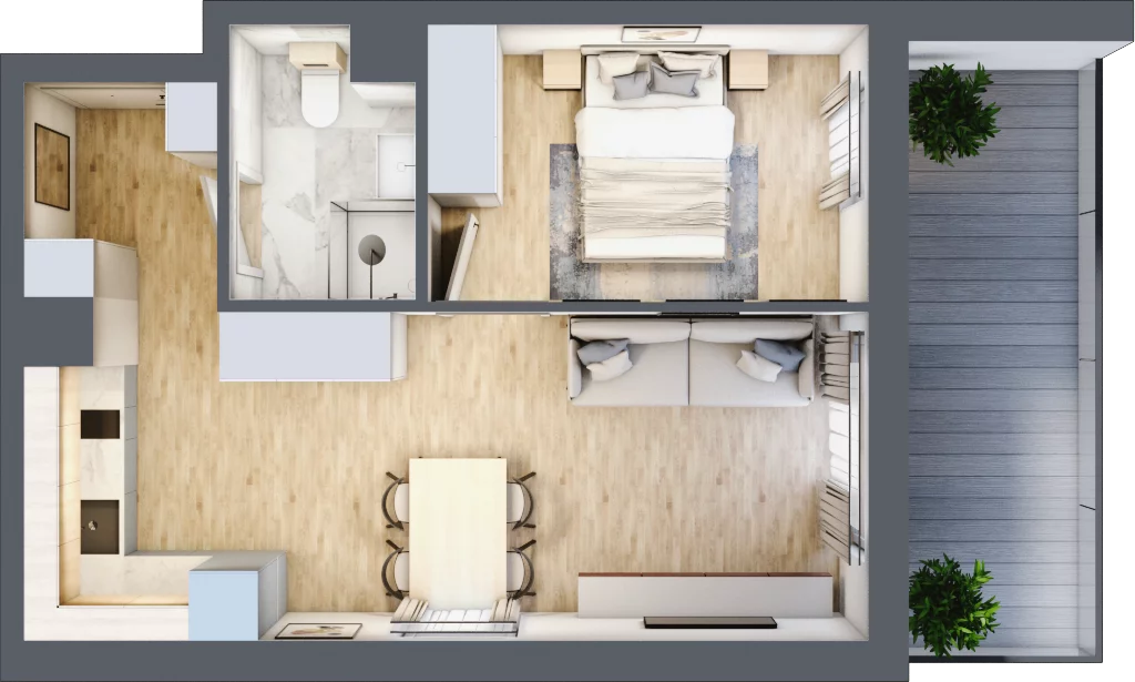 2 pokoje, apartament inwestycyjny 37,61 m², piętro 2, oferta nr B/202, Apartamenty Bałtyk - komfortowe lokale nad morzem, Jastrzębia Góra, ul. Jantarowa 3
