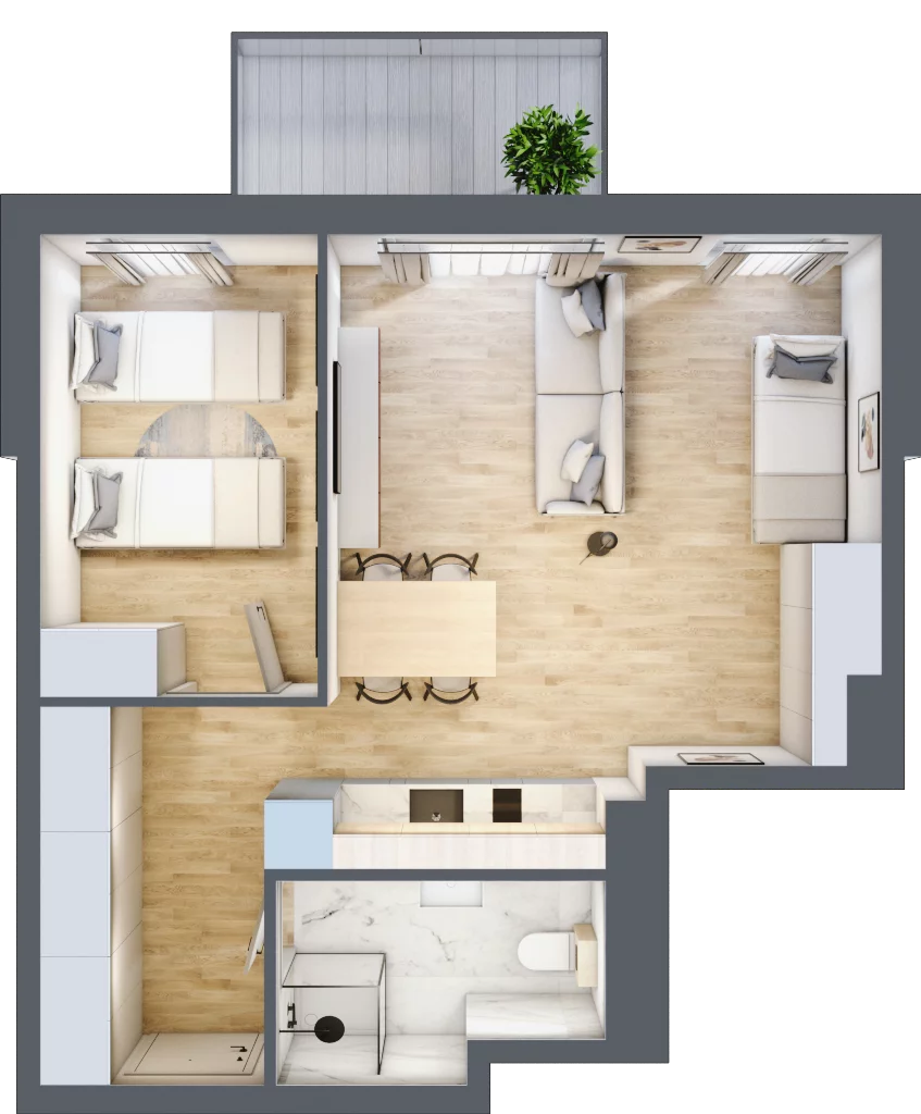 2 pokoje, apartament inwestycyjny 47,74 m², piętro 2, oferta nr B/208, Apartamenty Bałtyk - komfortowe lokale nad morzem, Jastrzębia Góra, ul. Jantarowa 3