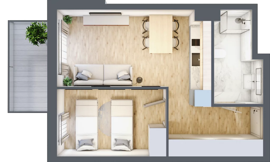 2 pokoje, apartament inwestycyjny 38,52 m², piętro 3, oferta nr B/305, Apartamenty Bałtyk - komfortowe lokale nad morzem, Jastrzębia Góra, ul. Jantarowa 3