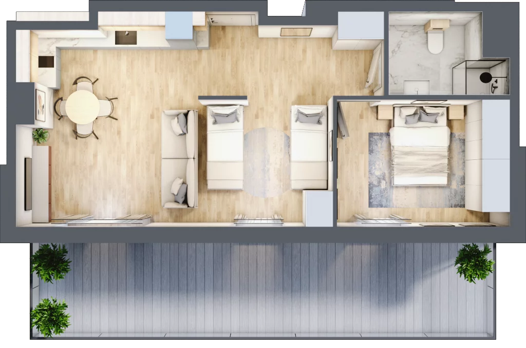 2 pokoje, apartament inwestycyjny 48,90 m², piętro 4, oferta nr B/402, Apartamenty Bałtyk - komfortowe lokale nad morzem, Jastrzębia Góra, ul. Jantarowa 3