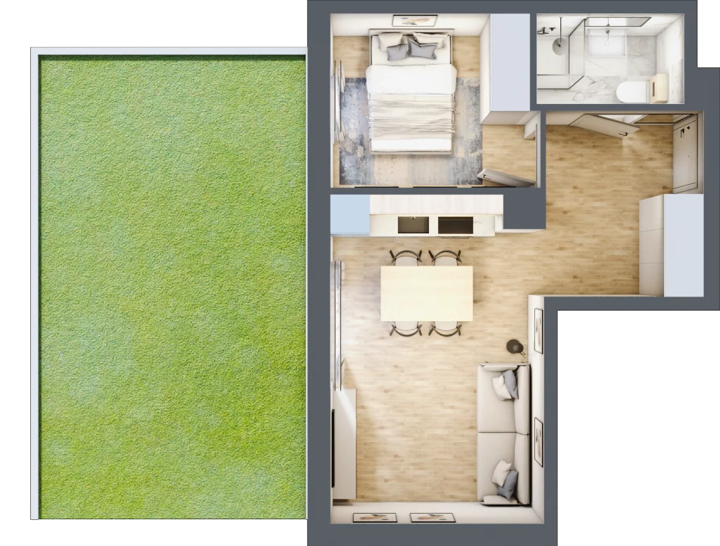 2 pokoje, apartament inwestycyjny 35,35 m², parter, oferta nr C/3, Apartamenty Bałtyk - komfortowe lokale nad morzem, Jastrzębia Góra, ul. Jantarowa 3