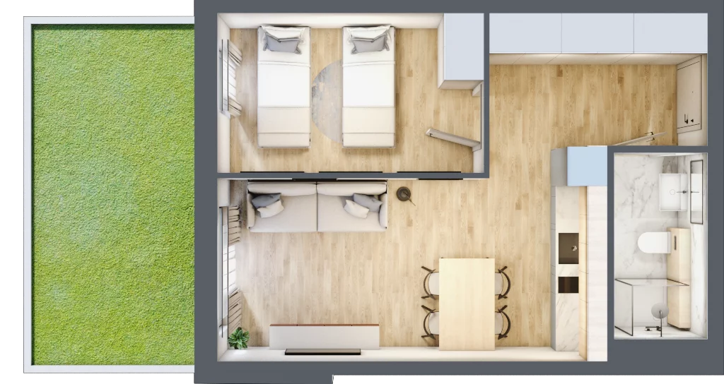 2 pokoje, apartament inwestycyjny 39,22 m², parter, oferta nr C/4, Apartamenty Bałtyk - komfortowe lokale nad morzem, Jastrzębia Góra, ul. Jantarowa 3
