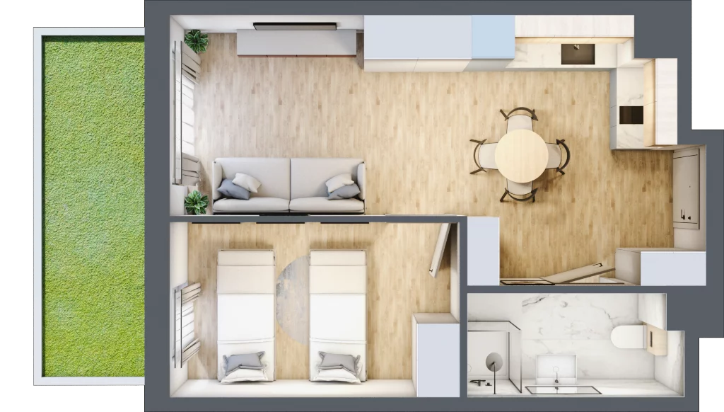 2 pokoje, apartament inwestycyjny 38,18 m², parter, oferta nr C/5, Apartamenty Bałtyk - komfortowe lokale nad morzem, Jastrzębia Góra, ul. Jantarowa 3