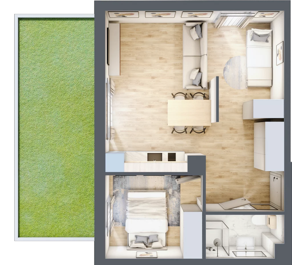 2 pokoje, apartament inwestycyjny 45,26 m², parter, oferta nr C/7, Apartamenty Bałtyk - komfortowe lokale nad morzem, Jastrzębia Góra, ul. Jantarowa 3