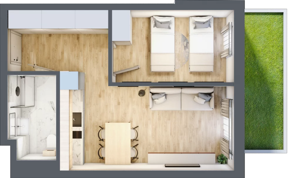 2 pokoje, apartament inwestycyjny 38,94 m², parter, oferta nr C/9, Apartamenty Bałtyk - komfortowe lokale nad morzem, Jastrzębia Góra, ul. Jantarowa 3