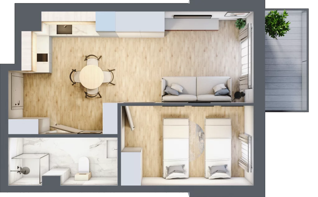 2 pokoje, apartament inwestycyjny 38,45 m², piętro 1, oferta nr C/101, Apartamenty Bałtyk - komfortowe lokale nad morzem, Jastrzębia Góra, ul. Jantarowa 3