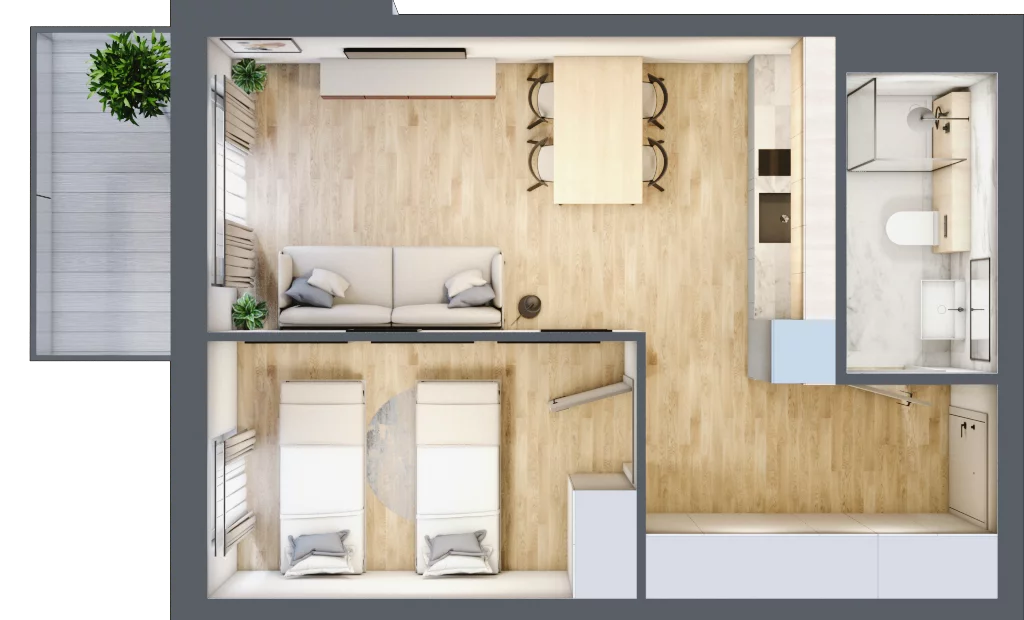 2 pokoje, apartament inwestycyjny 39,08 m², piętro 1, oferta nr C/106, Apartamenty Bałtyk - komfortowe lokale nad morzem, Jastrzębia Góra, ul. Jantarowa 3