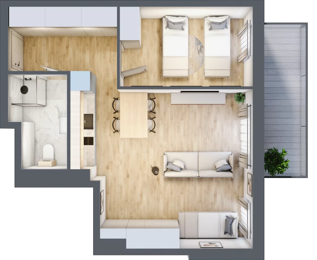 2 pokoje, apartament inwestycyjny 47,48 m², piętro 1, oferta nr C/110, Apartamenty Bałtyk - komfortowe lokale nad morzem, Jastrzębia Góra, ul. Jantarowa 3
