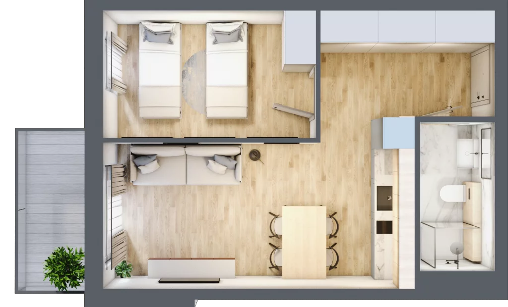 2 pokoje, apartament inwestycyjny 39,14 m², piętro 2, oferta nr C/204, Apartamenty Bałtyk - komfortowe lokale nad morzem, Jastrzębia Góra, ul. Jantarowa 3