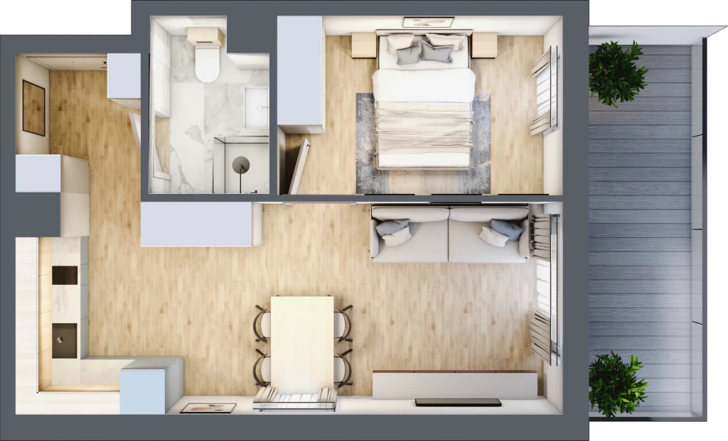 2 pokoje, apartament inwestycyjny 37,54 m², piętro 3, oferta nr C/302, Apartamenty Bałtyk - komfortowe lokale nad morzem, Jastrzębia Góra, ul. Jantarowa 3