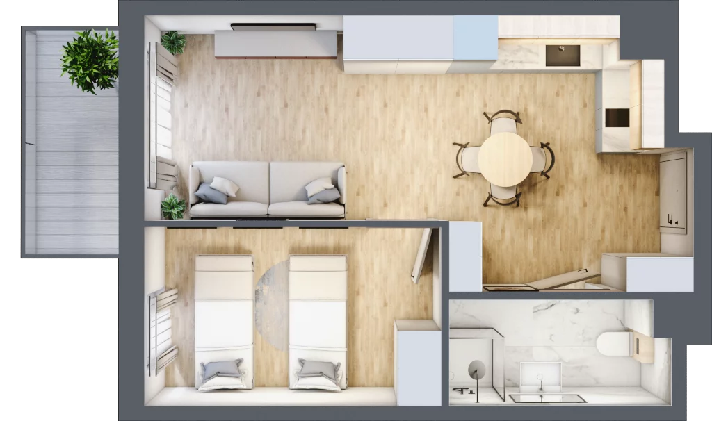 2 pokoje, apartament inwestycyjny 38,09 m², piętro 3, oferta nr C/305, Apartamenty Bałtyk - komfortowe lokale nad morzem, Jastrzębia Góra, ul. Jantarowa 3