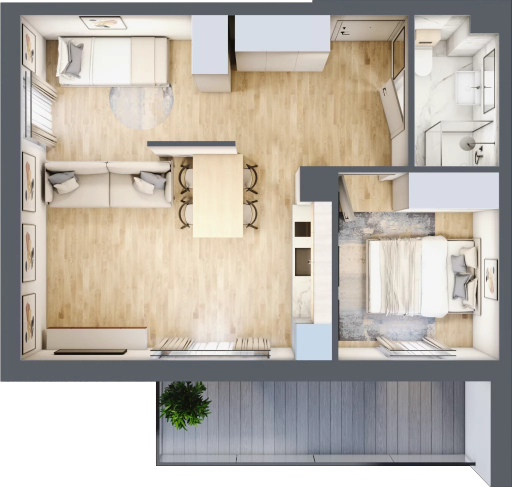 2 pokoje, apartament inwestycyjny 44,88 m², piętro 3, oferta nr C/307, Apartamenty Bałtyk - komfortowe lokale nad morzem, Jastrzębia Góra, ul. Jantarowa 3