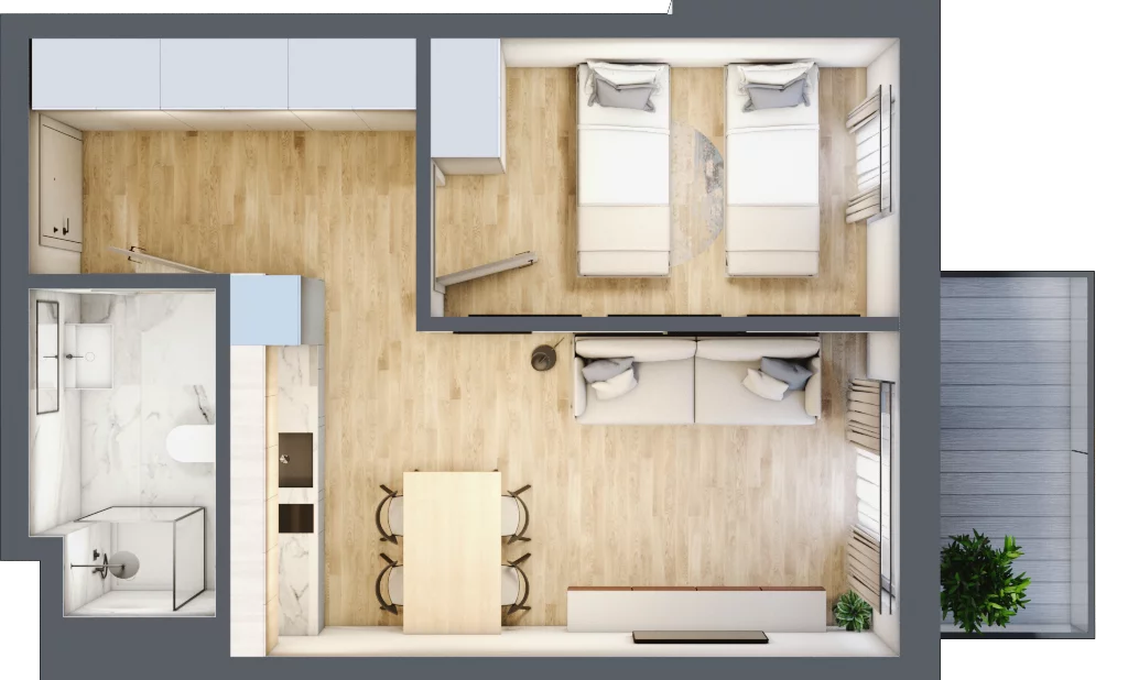 2 pokoje, apartament inwestycyjny 38,85 m², piętro 3, oferta nr C/309, Apartamenty Bałtyk - komfortowe lokale nad morzem, Jastrzębia Góra, ul. Jantarowa 3
