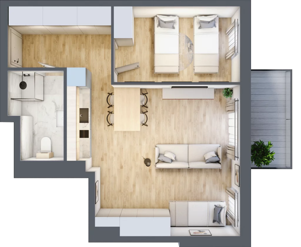 2 pokoje, apartament inwestycyjny 47,54 m², piętro 3, oferta nr C/310, Apartamenty Bałtyk - komfortowe lokale nad morzem, Jastrzębia Góra, ul. Jantarowa 3