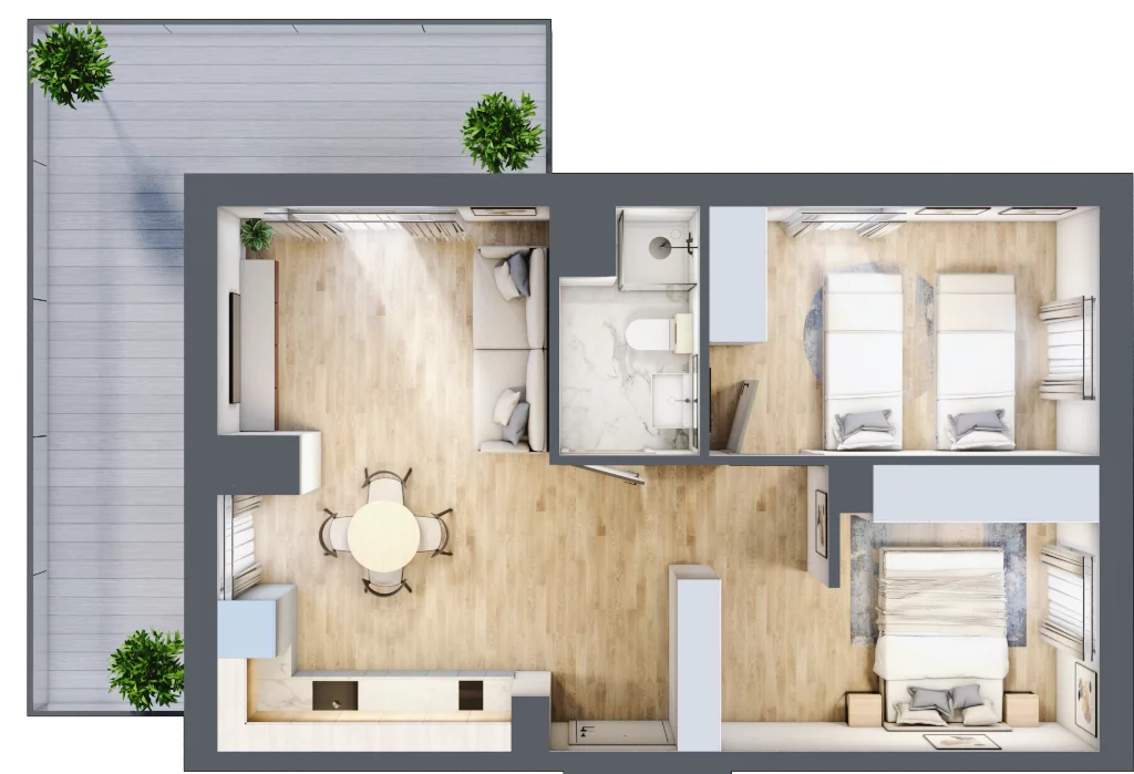 2 pokoje, apartament inwestycyjny 50,86 m², piętro 4, oferta nr C/404, Apartamenty Bałtyk - komfortowe lokale nad morzem, Jastrzębia Góra, ul. Jantarowa 3