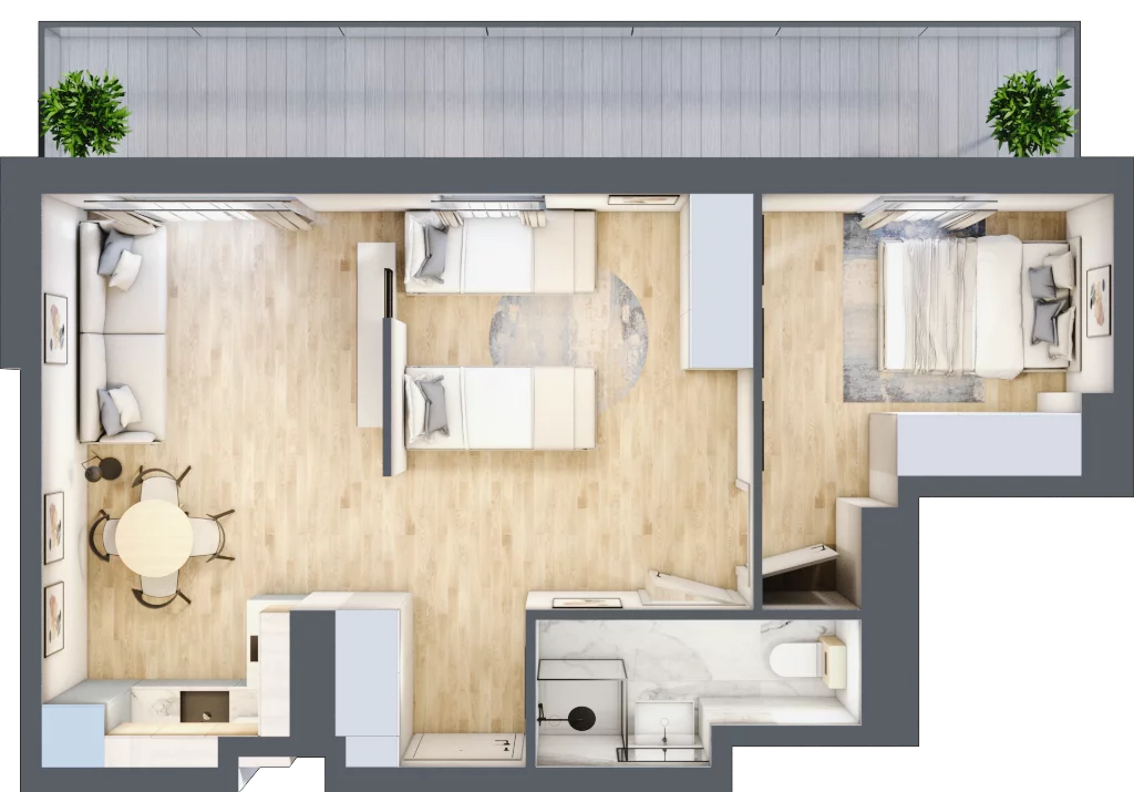 2 pokoje, apartament inwestycyjny 48,18 m², piętro 4, oferta nr C/405, Apartamenty Bałtyk - komfortowe lokale nad morzem, Jastrzębia Góra, ul. Jantarowa 3