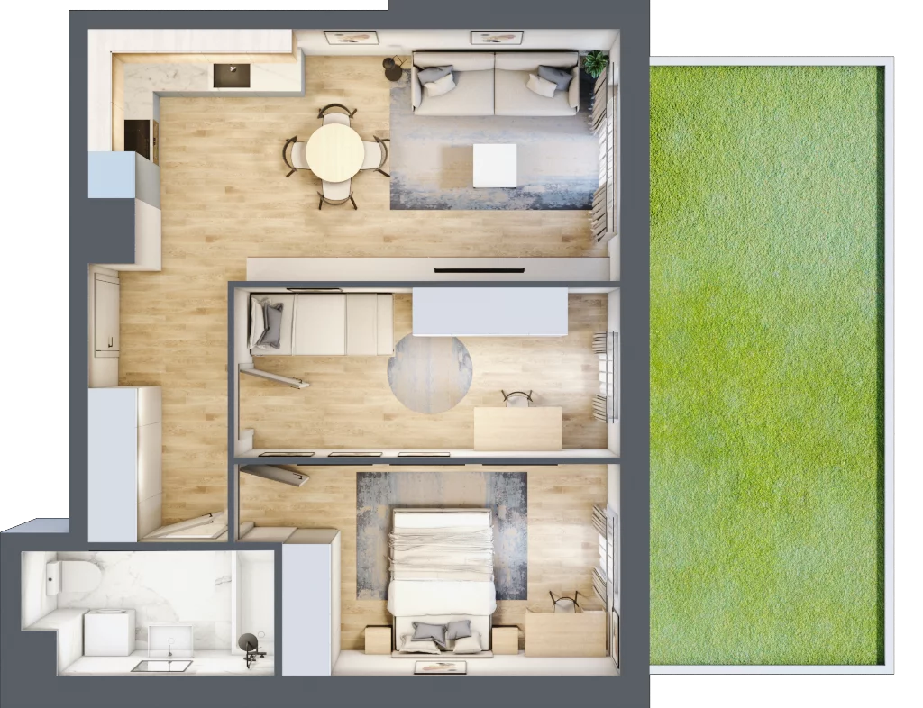 3 pokoje, mieszkanie 56,49 m², piętro 1, oferta nr 50, Nova Dworcowa Apartamenty, Mszczonów, ul. Dworcowa 40