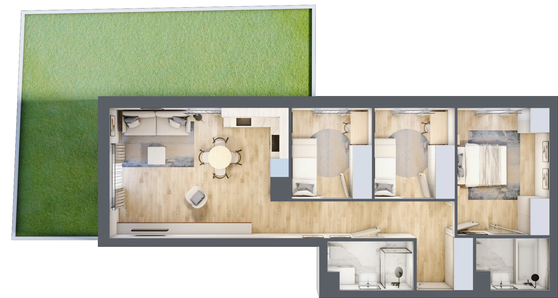 4 pokoje, mieszkanie 70,74 m², piętro 1, oferta nr 54, Nova Dworcowa Apartamenty, Mszczonów, ul. Dworcowa 40