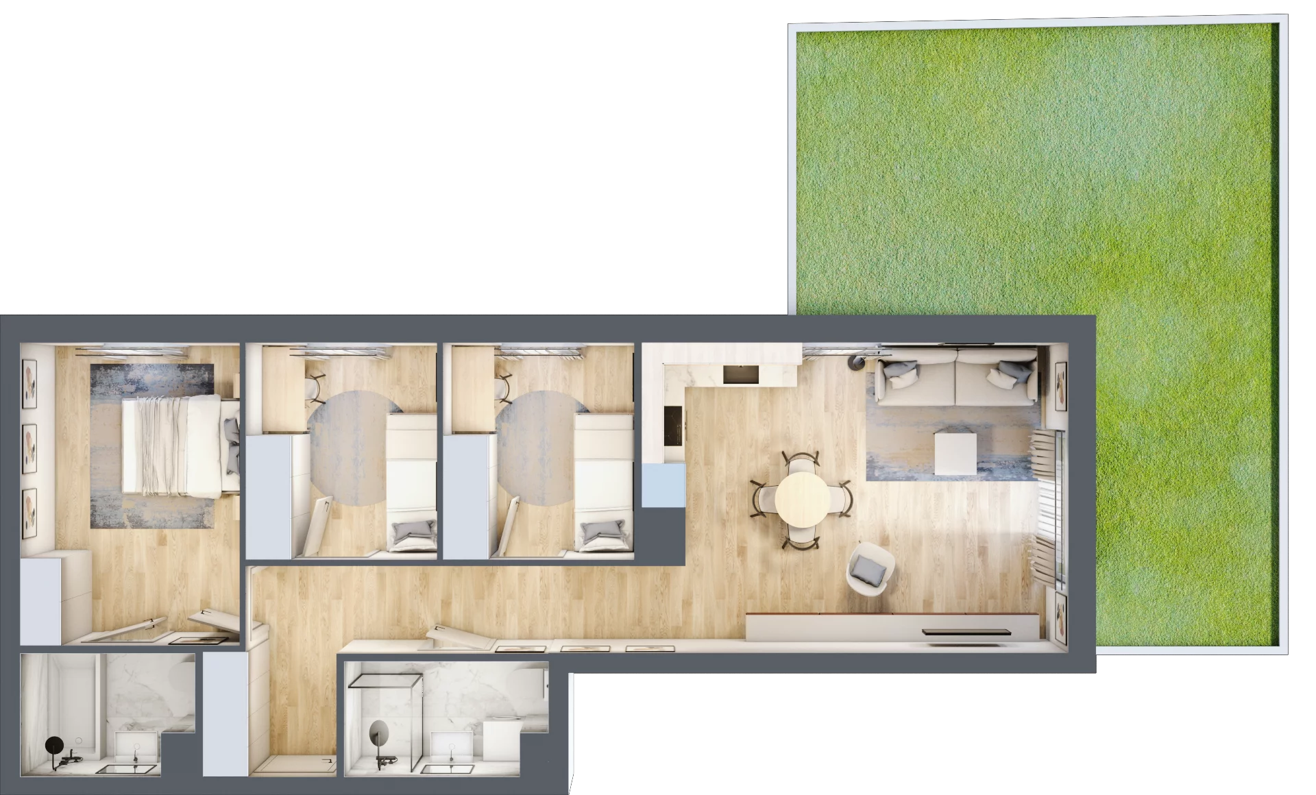 4 pokoje, mieszkanie 70,91 m², parter, oferta nr 105, Nova Dworcowa Apartamenty, Mszczonów, ul. Dworcowa 40