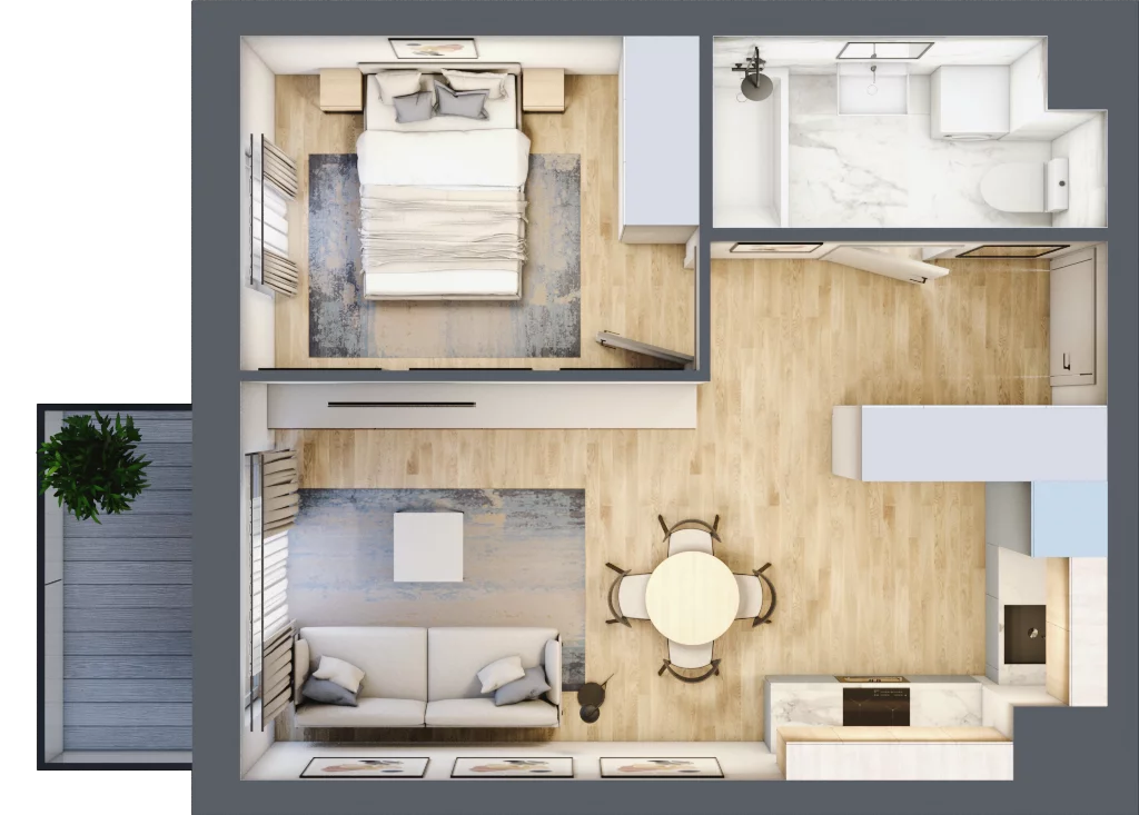 2 pokoje, mieszkanie 38,96 m², piętro 3, oferta nr 24, Nova Dworcowa Apartamenty, Mszczonów, ul. Dworcowa 40