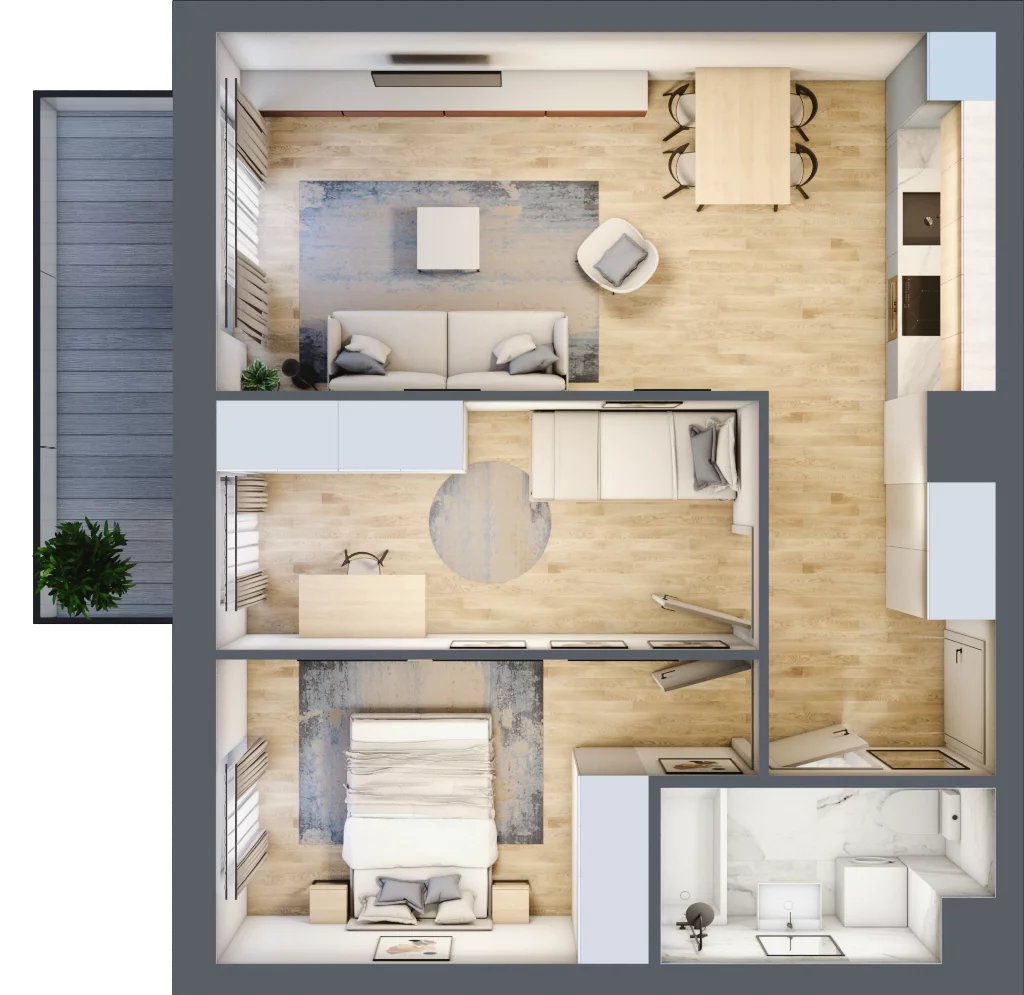 3 pokoje, mieszkanie 54,03 m², piętro 3, oferta nr 66, Nova Dworcowa Apartamenty, Mszczonów, ul. Dworcowa 40