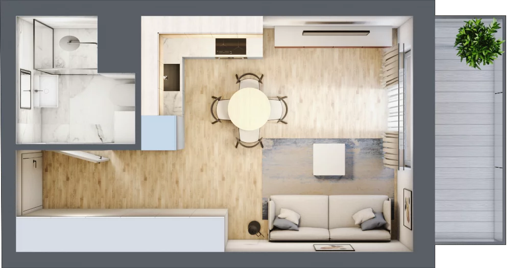 1 pokój, mieszkanie 26,92 m², piętro 3, oferta nr 132, Nova Dworcowa Apartamenty, Mszczonów, ul. Dworcowa 40