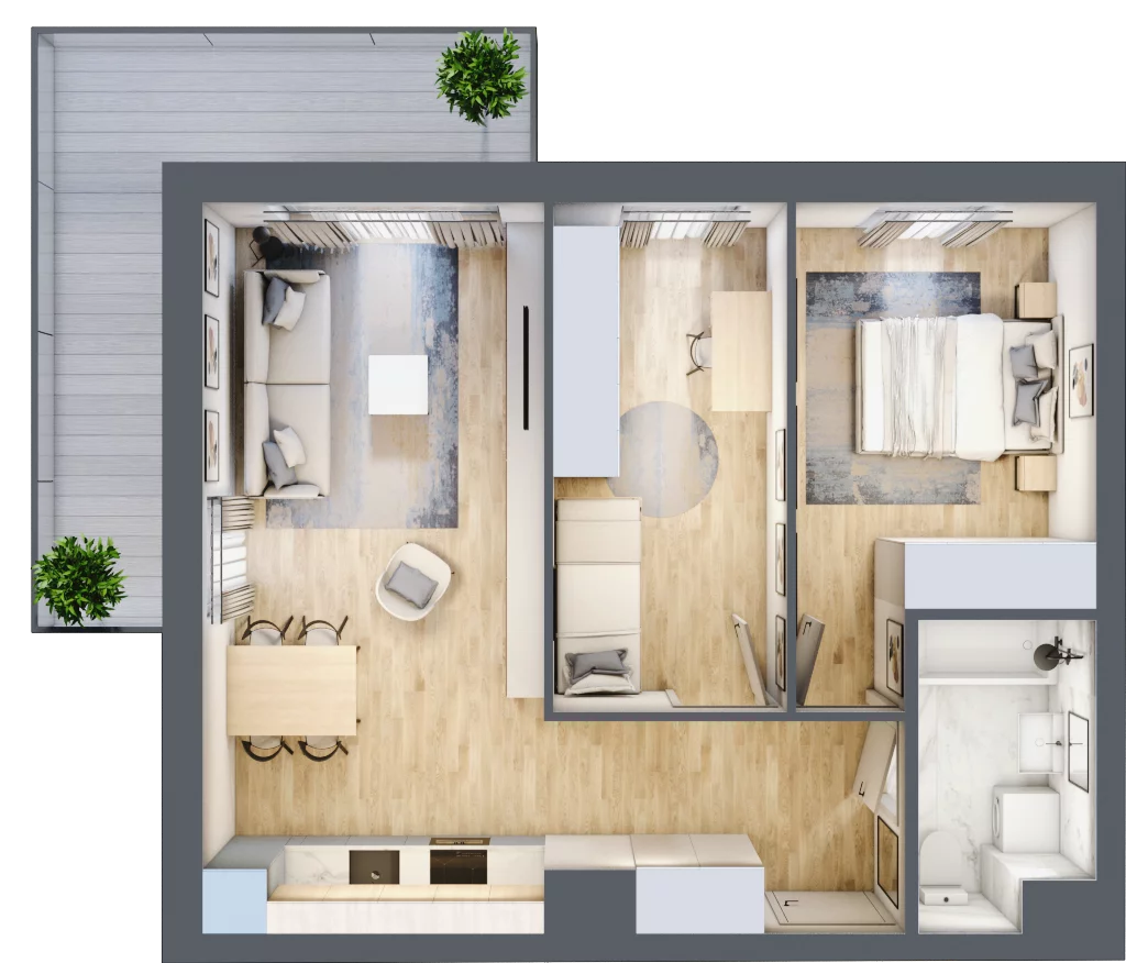 3 pokoje, mieszkanie 55,30 m², piętro 4, oferta nr 32, Nova Dworcowa Apartamenty, Mszczonów, ul. Dworcowa 40
