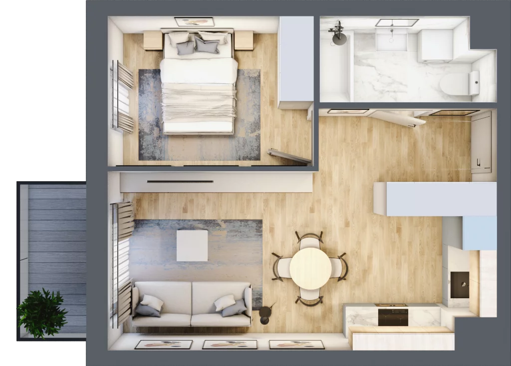 2 pokoje, mieszkanie 39,06 m², piętro 4, oferta nr 34, Nova Dworcowa Apartamenty, Mszczonów, ul. Dworcowa 40