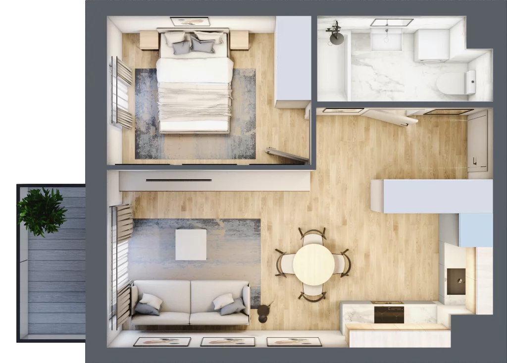 2 pokoje, mieszkanie 38,94 m², piętro 4, oferta nr 35, Nova Dworcowa Apartamenty, Mszczonów, ul. Dworcowa 40
