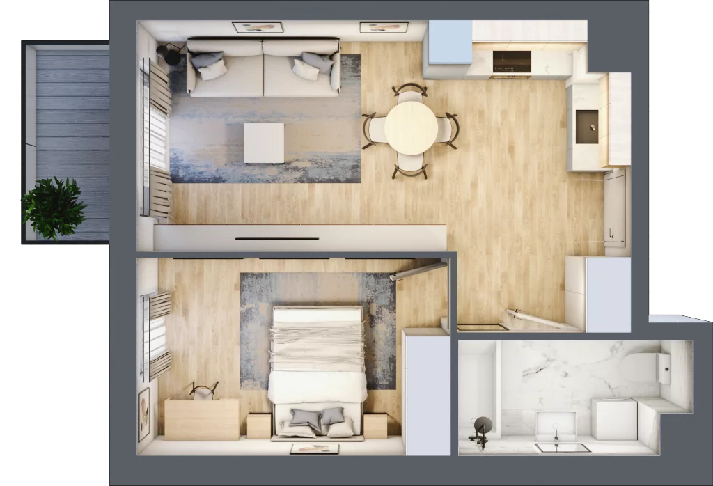 2 pokoje, mieszkanie 41,33 m², piętro 4, oferta nr 72, Nova Dworcowa Apartamenty, Mszczonów, ul. Dworcowa 40